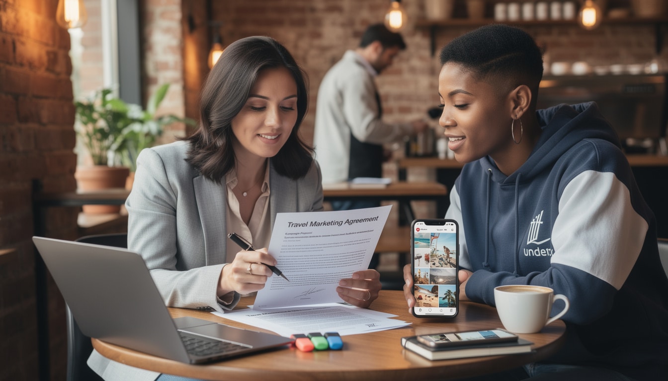téléchargez un modèle gratuit d'exemple de contrat de partenariat avec un influenceur voyage, facile à personnaliser pour sécuriser votre collaboration.
